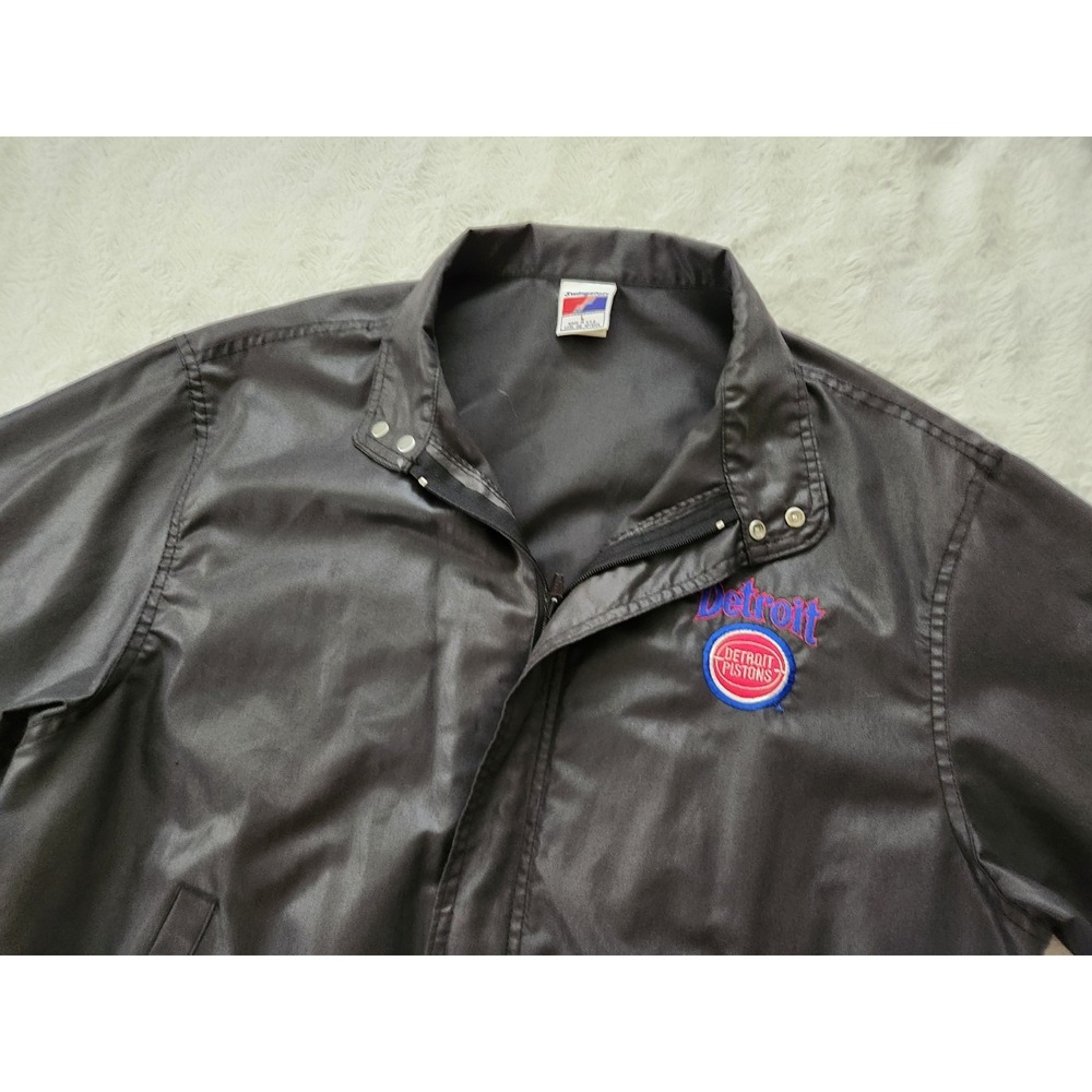 Vintage‎ Detroit Pistons Swingster Satin Jacket Mens Large Black NBA Basketball